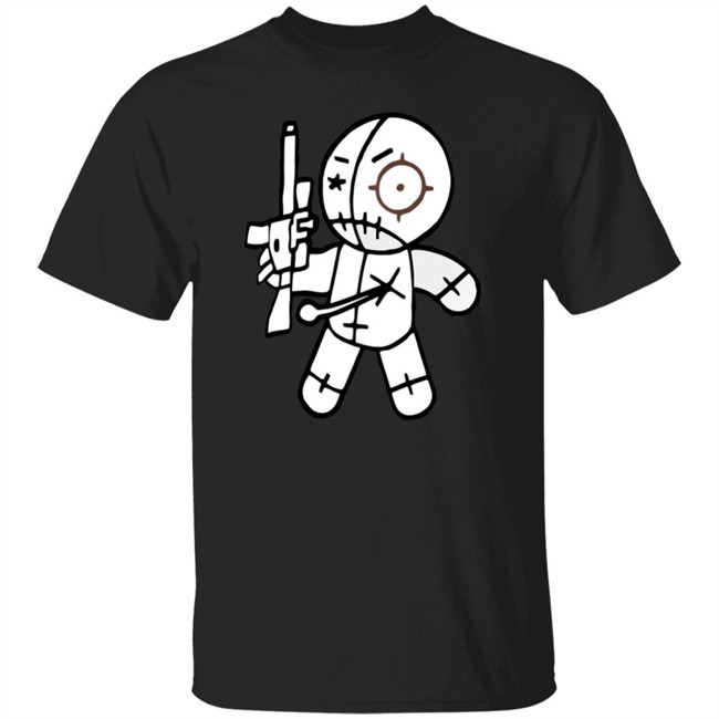 AR-15 toting voodoo doll FUN GUN T-SHIRTS FROM OVER THE YEARS cute funny shirts black shirt