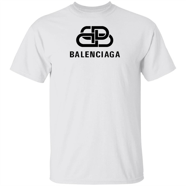 BB Balenciage Shirt Black Logo Balenciage White T Shirts
