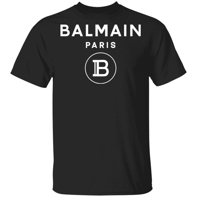 Balmain Paris Logo Shirt Black cotton T-shirt with white Balmain Paris logo