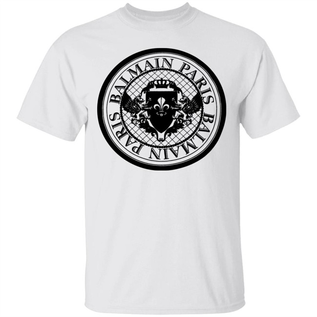 Balmain Paris Medallion Shirt with Balmain Medallion Print White T Shirts
