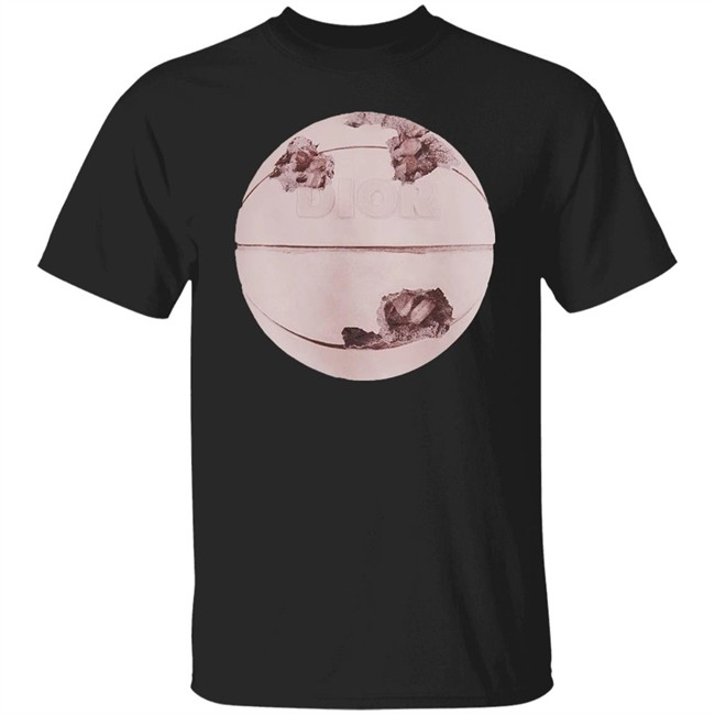 Daniel Arsham Eroded Basketball Dior Shirt BLACK COMPACT COTTON T-SHIRT WITH DIOR AND DANIEL ARSHAM ERODED 'CD' AND BASKETBALL 3D PRINTS